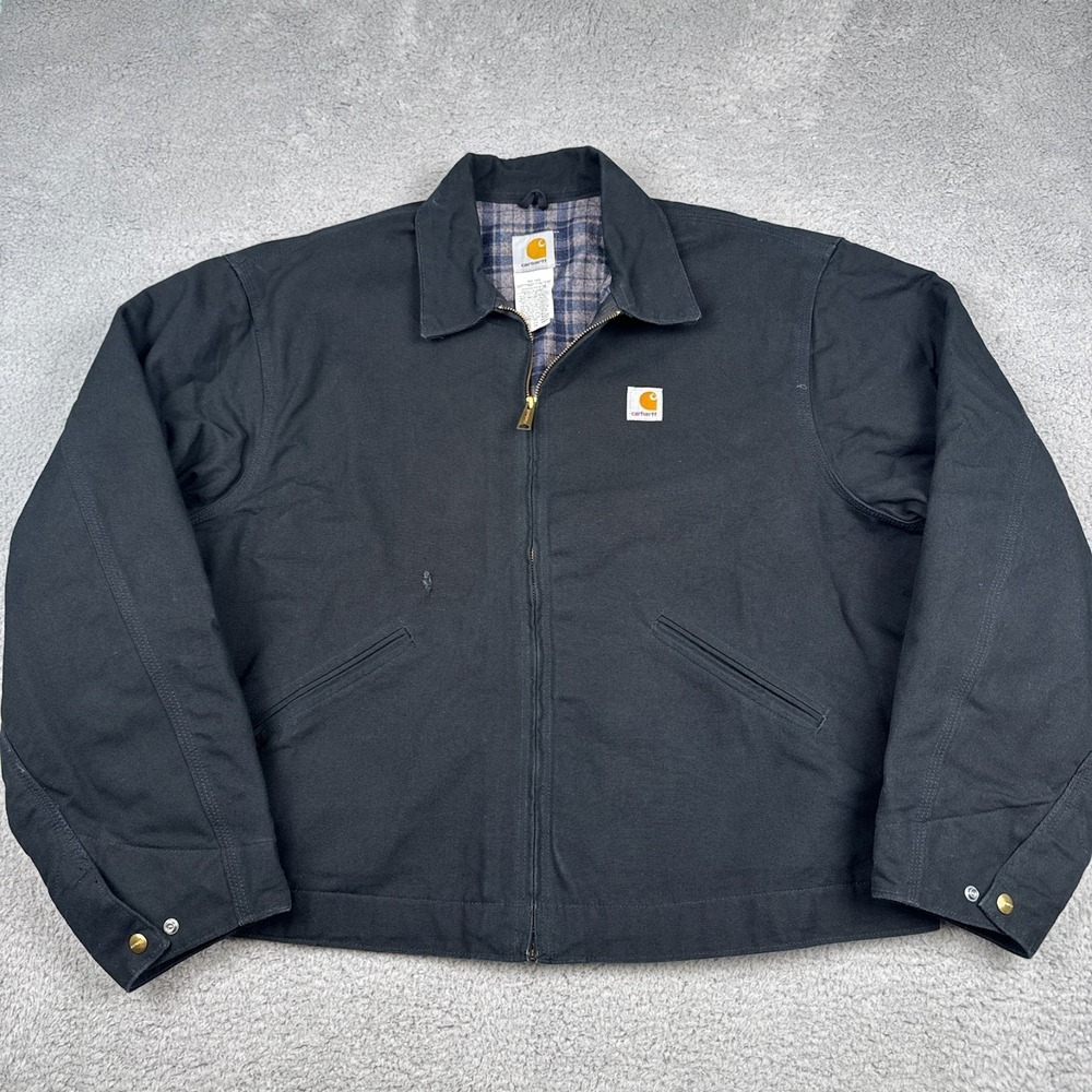 Vintage Carhartt Jacket Mens 2XL Black Detroit J200 BLK Blanket Lined USA Union